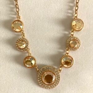 NWT Gold Gem Rhinestone Necklace